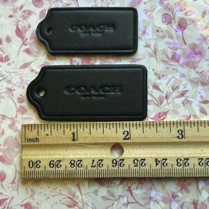 2 Coach Black Leather Luggage/Bag Tag